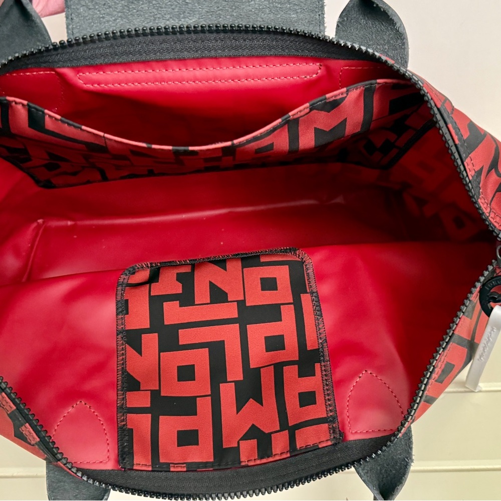 Longchamp Le Pliage Print Red & Black Logo Tote - Picture 11 of 16